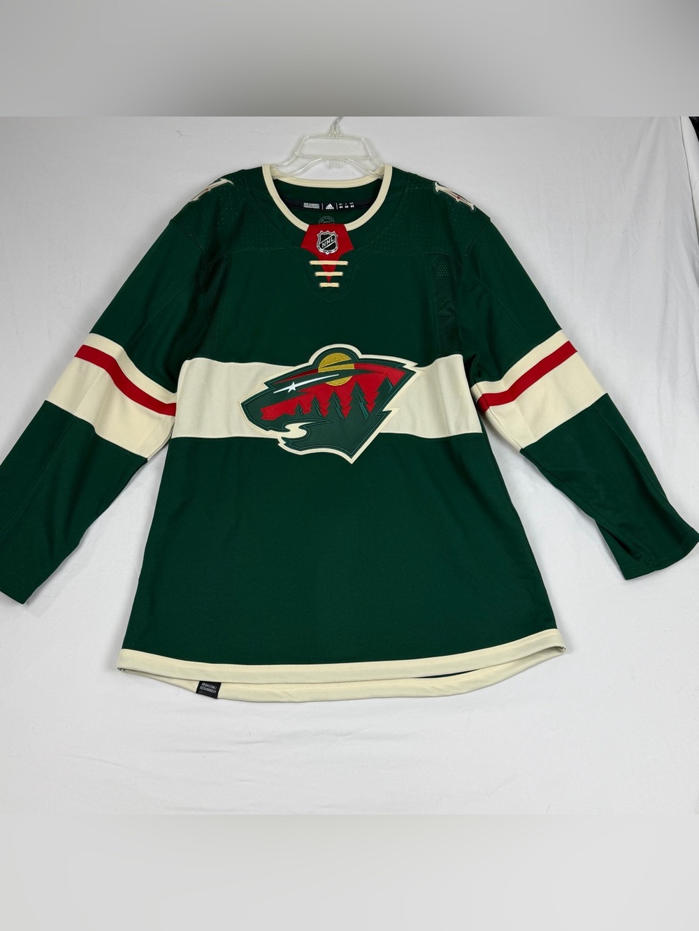 Minnesota Wild Adidas Green Home Authentic Jersey Fight-strap Men's Size 44